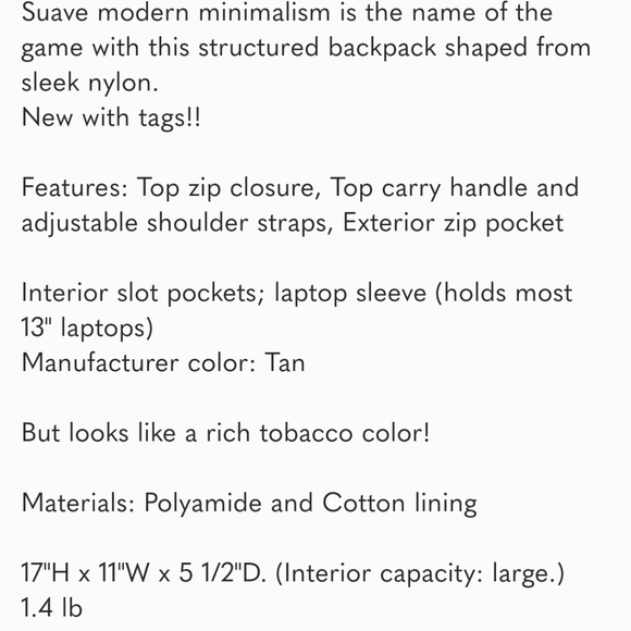 Ted Baker Crayve Paper Touch Nylon Backpack NWT - Picture 6 of 6